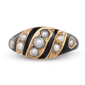 Antique Seed Pearl & Enamel Ring