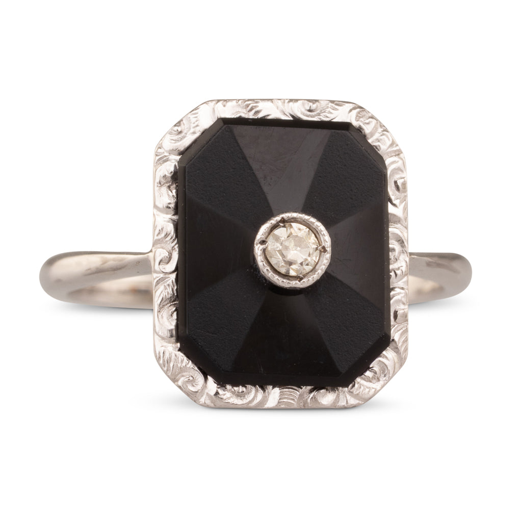 Antique Onyx & Diamond Ring