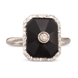 Antique Onyx & Diamond Ring