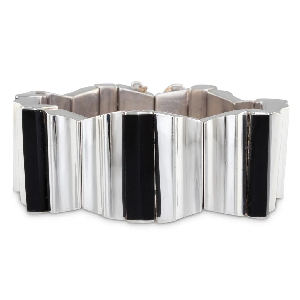 Mexican Silver Bracelet with Onyx