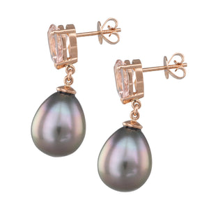 Tahitian Pearl & Morganite Earrings