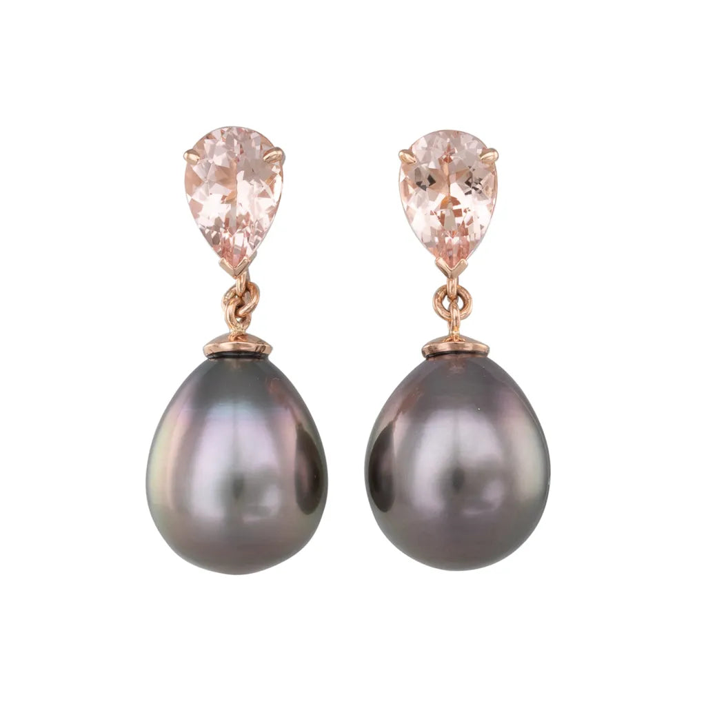 Tahitian Pearl & Morganite Earrings