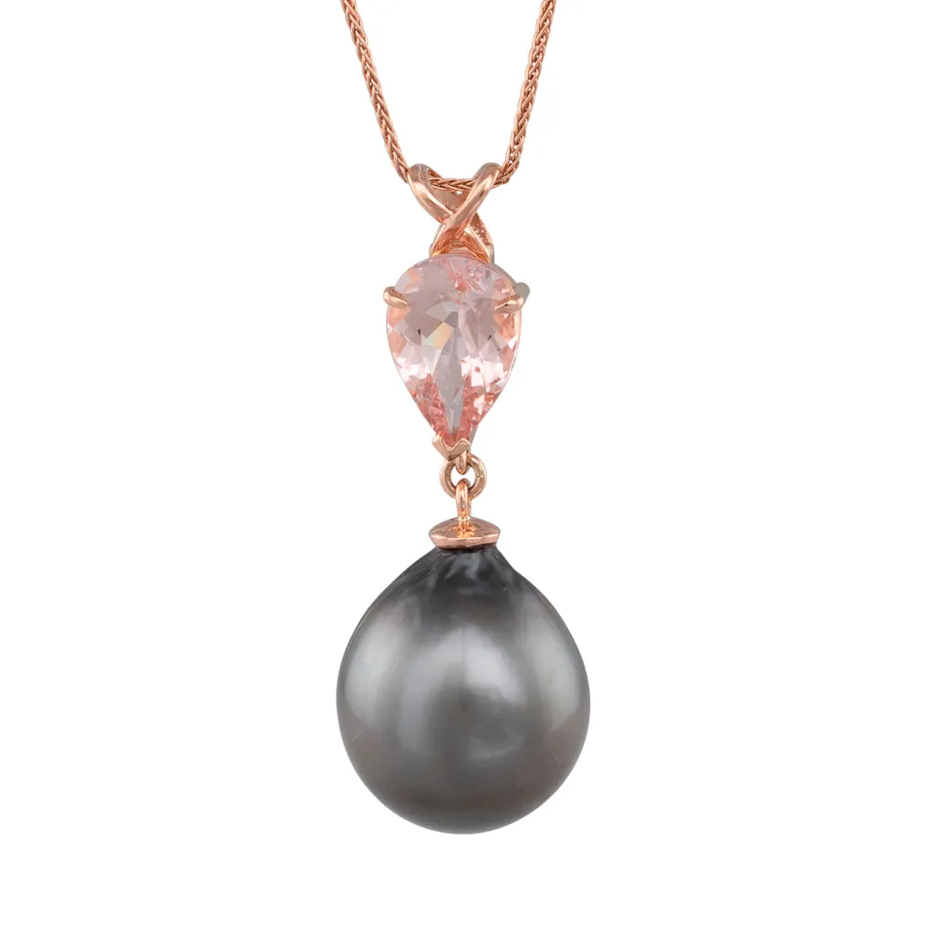 Tahitian Pearl & Morganite Pendant