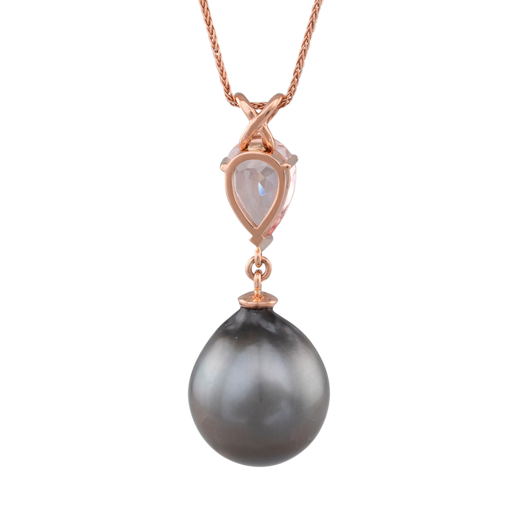 Tahitian Pearl & Morganite Pendant