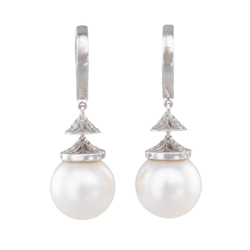 South Sea Pearl & Diamond Earrings
