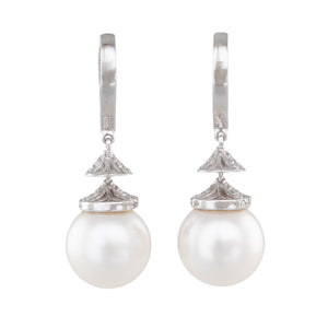South Sea Pearl & Diamond Earrings