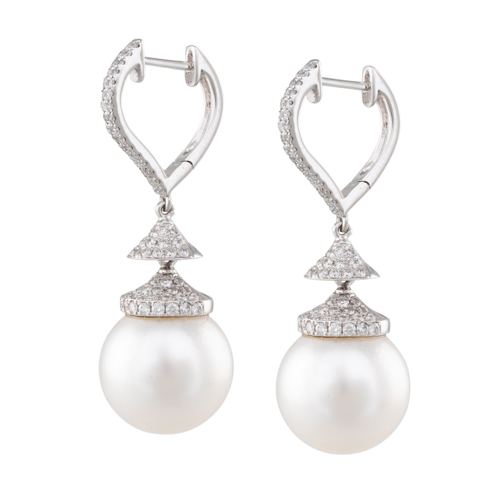 South Sea Pearl & Diamond Earrings