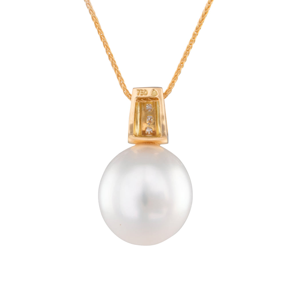 14mm South Sea & Diamond Pendant