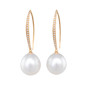South Sea Pearl & Diamond Hooks