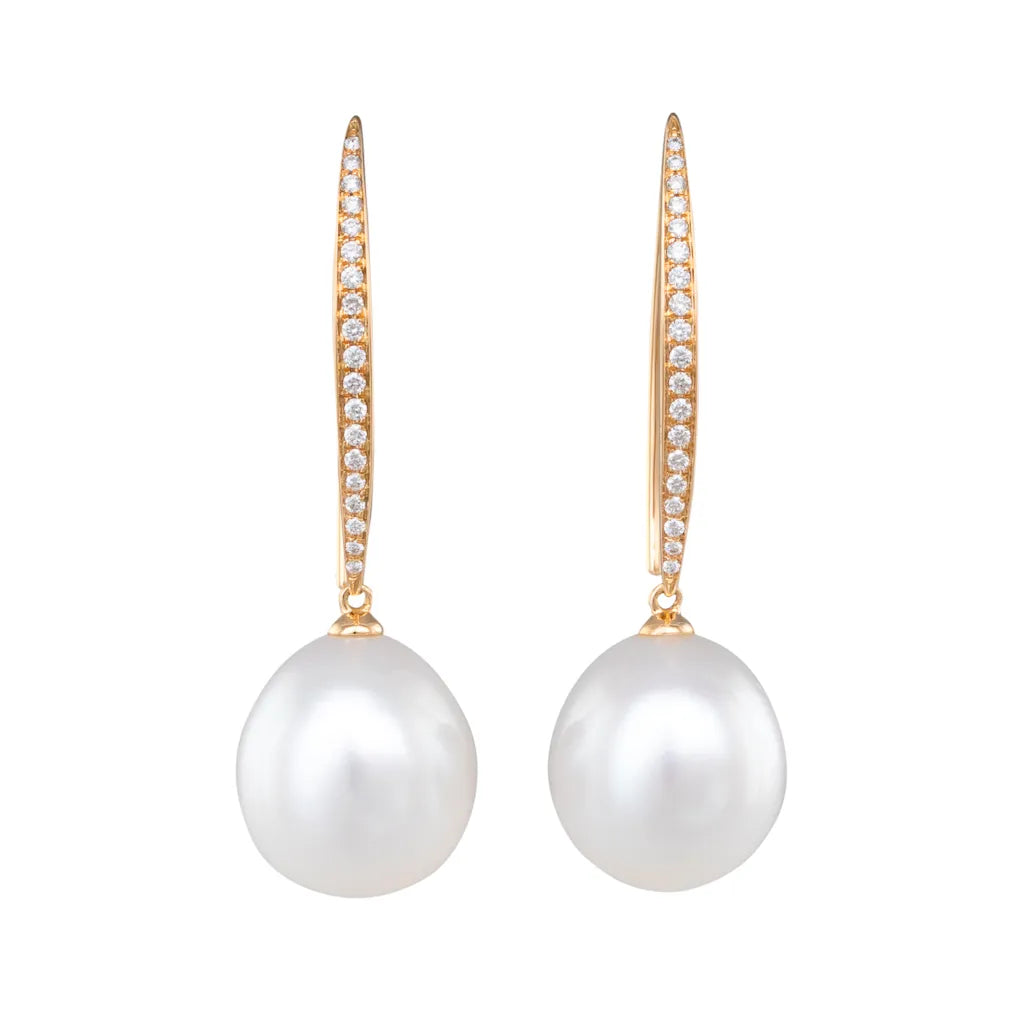 South Sea Pearl & Diamond Hooks