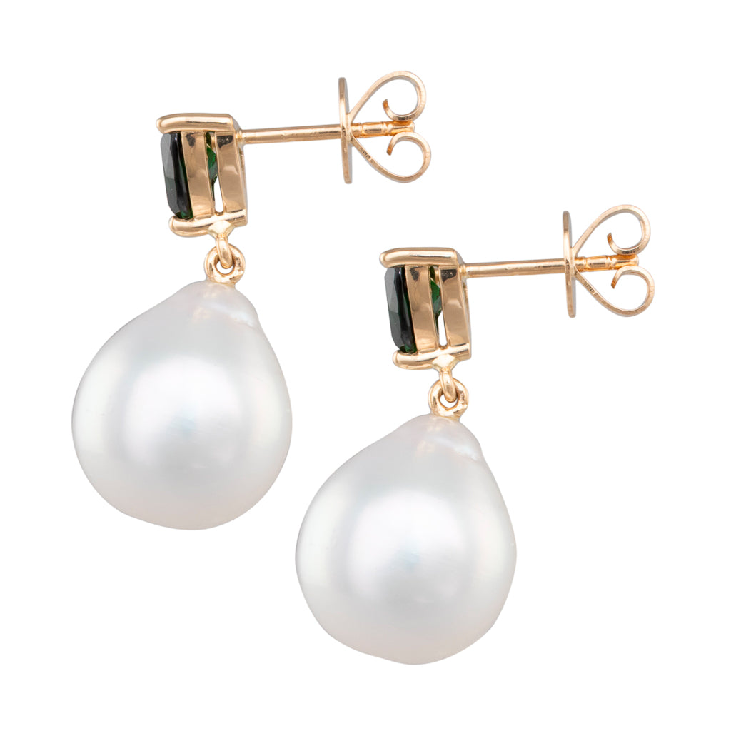 South Sea Pearl & Garnet Earrings