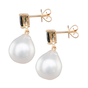 South Sea Pearl & Garnet Earrings