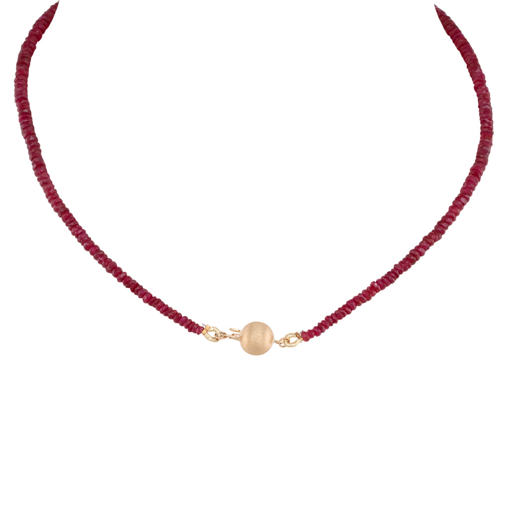 Faceted Ruby & South Sea Necklace