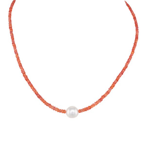 Orange Sapphire South Sea Necklace