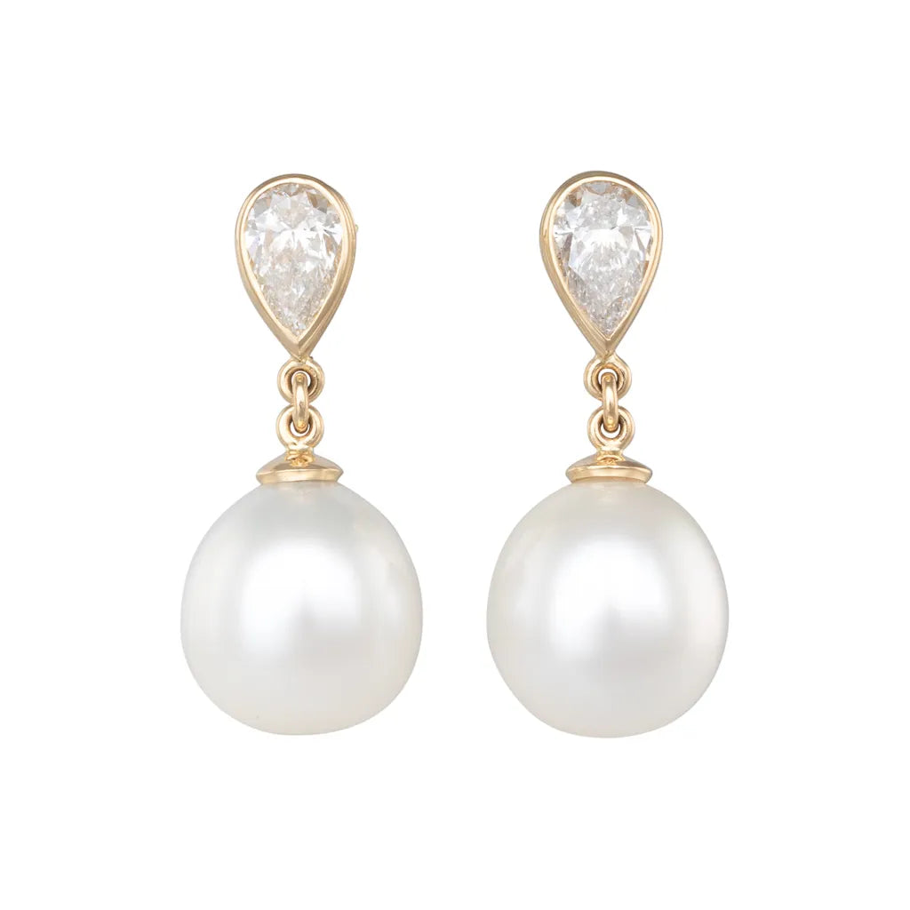 South Sea Pearl & Diamond Earrings