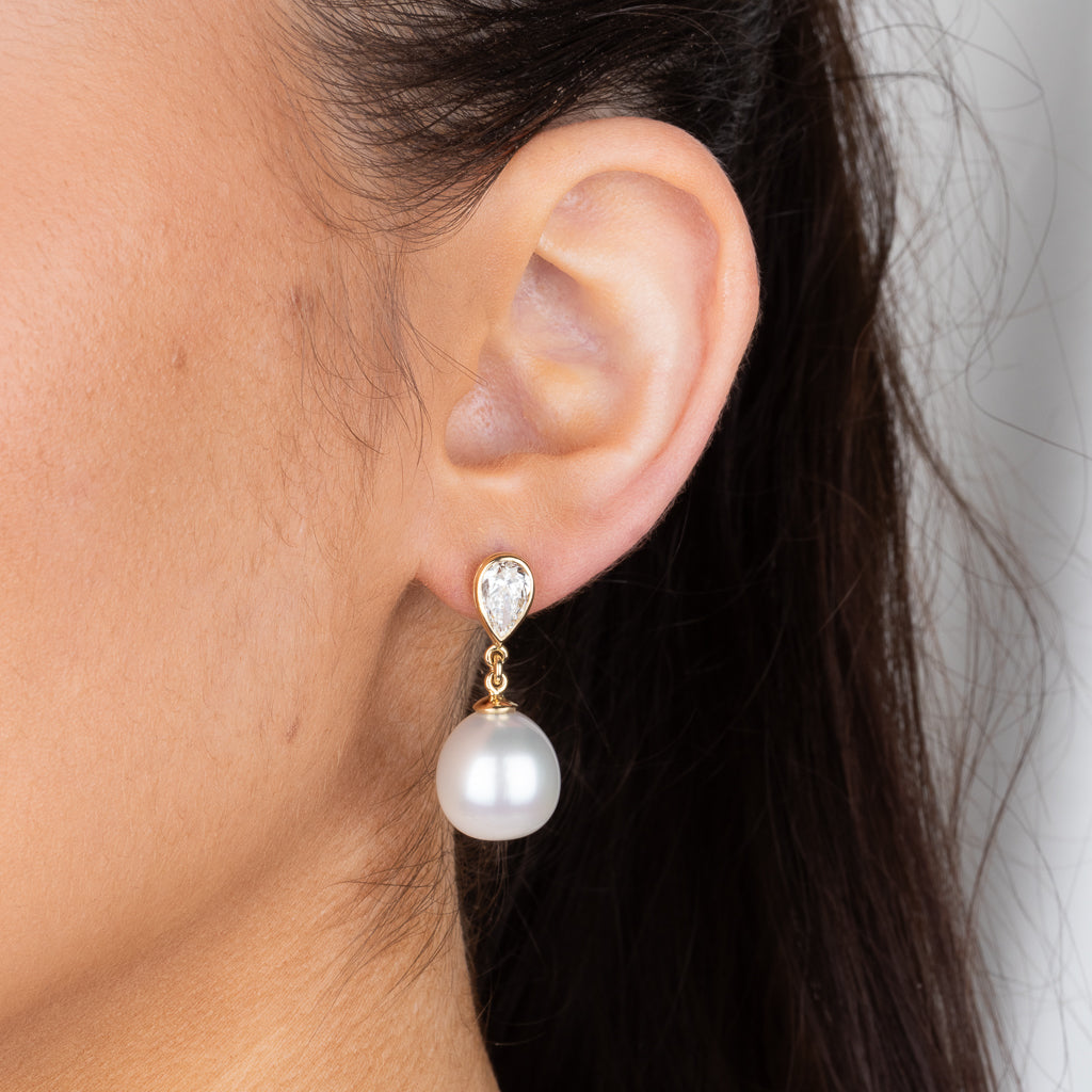 South Sea Pearl & Diamond Earrings