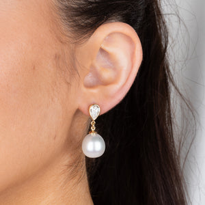 South Sea Pearl & Diamond Earrings