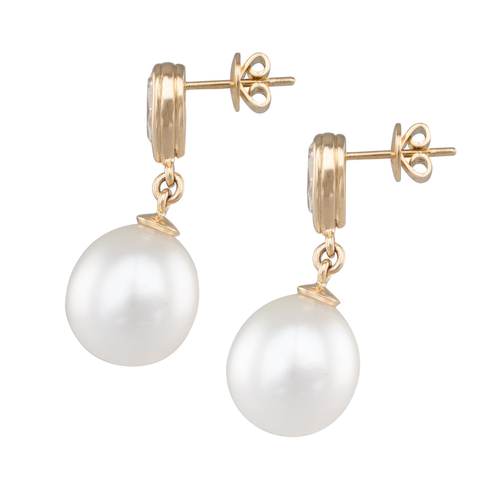 South Sea Pearl & Diamond Earrings