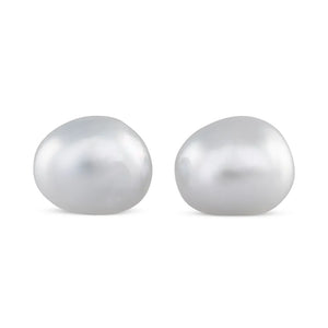 Silver White Pebble South Sea Studs