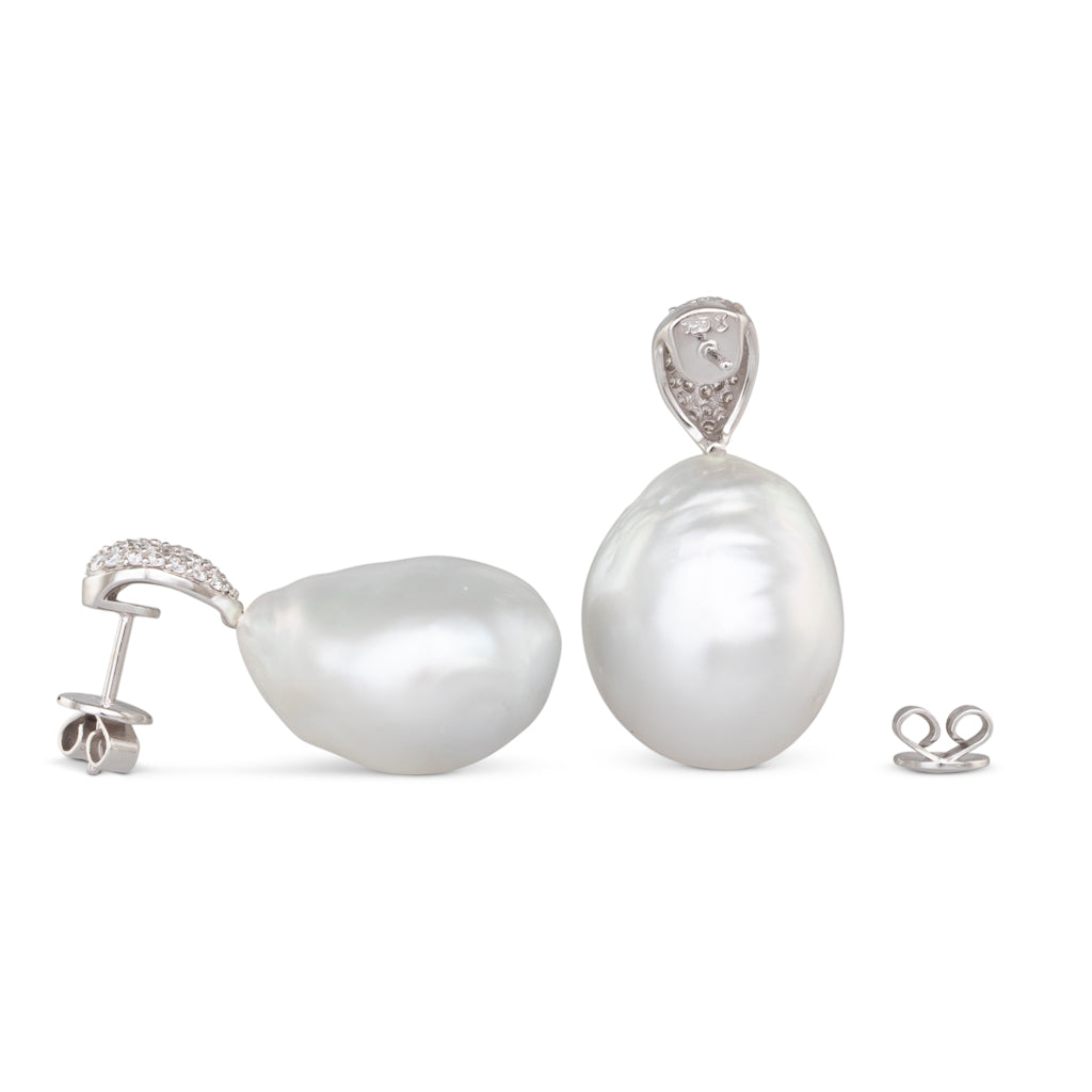 Baroque Pearl & Diamond Earrings