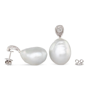 Baroque Pearl & Diamond Earrings