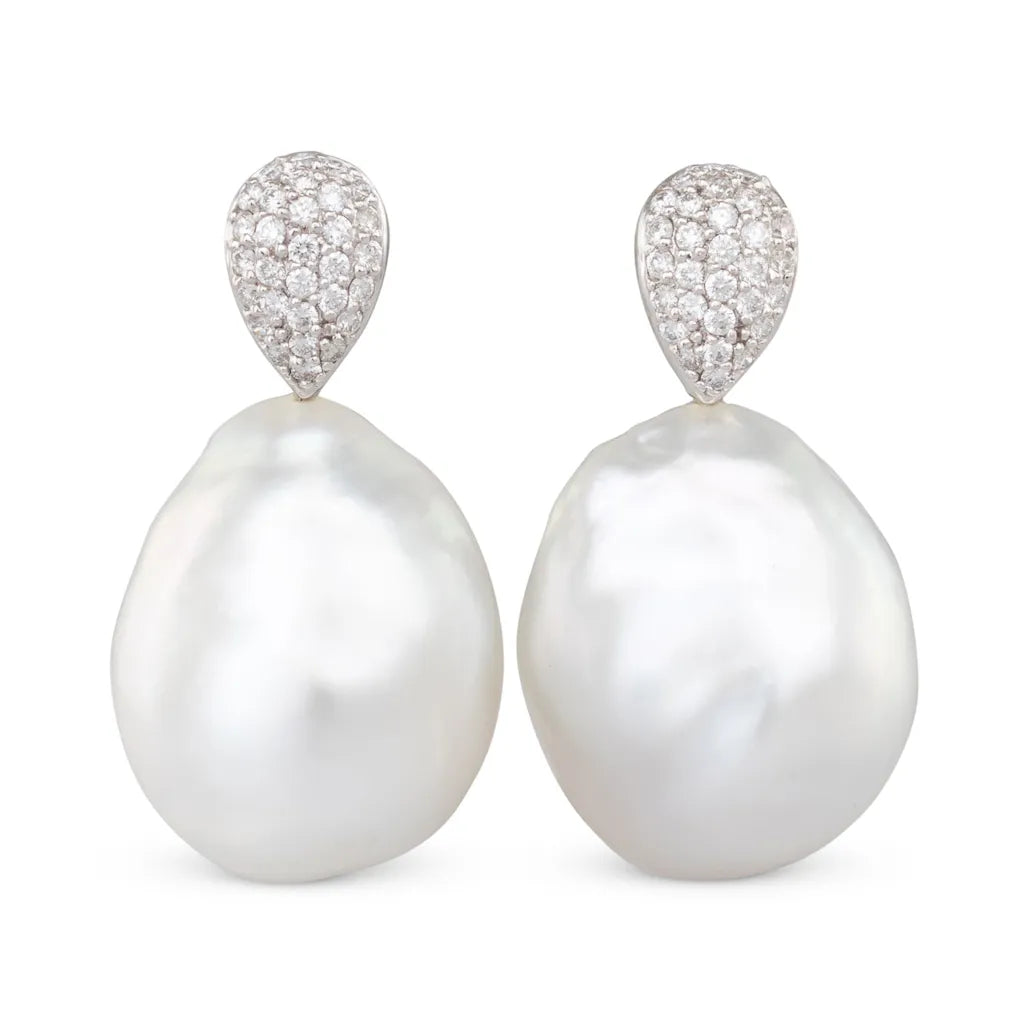 Baroque Pearl & Diamond Earrings