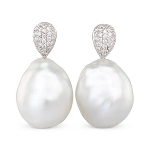 Baroque Pearl & Diamond Earrings