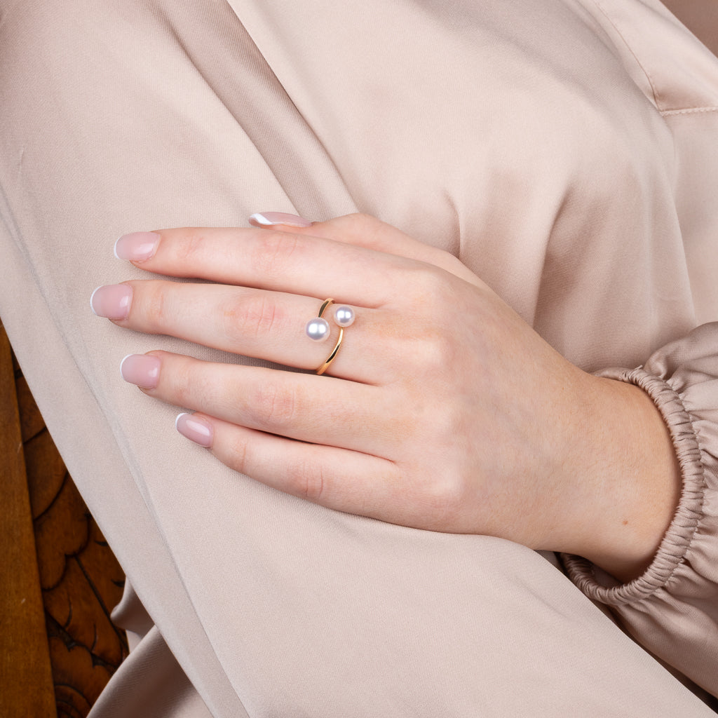 Double Japanese Akoya Pearl Ring