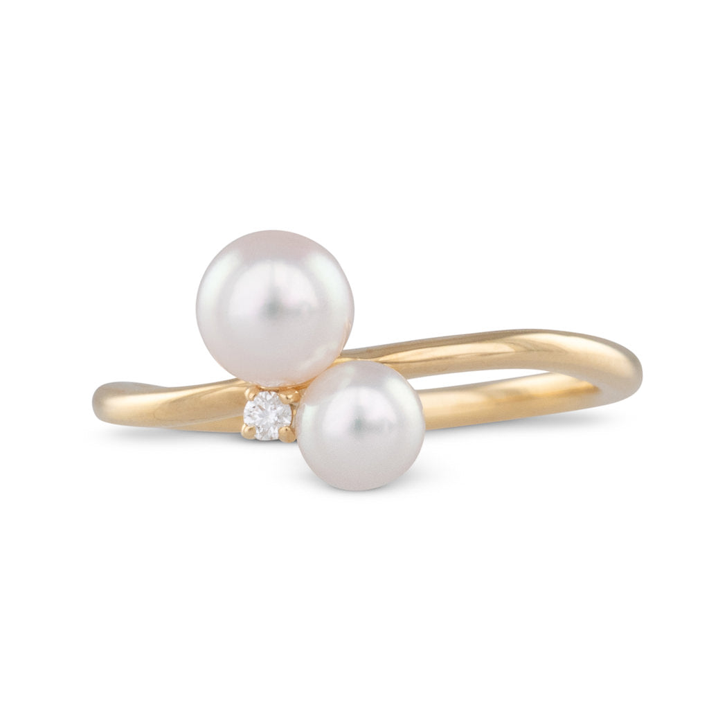 Double Akoya & Diamond Ring