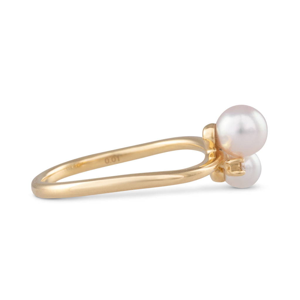 Double Akoya & Diamond Ring