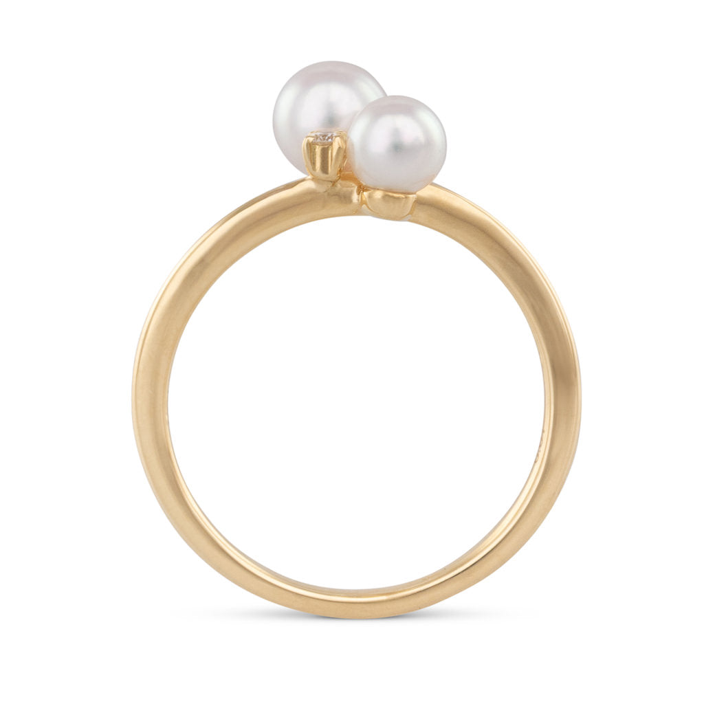 Double Akoya & Diamond Ring