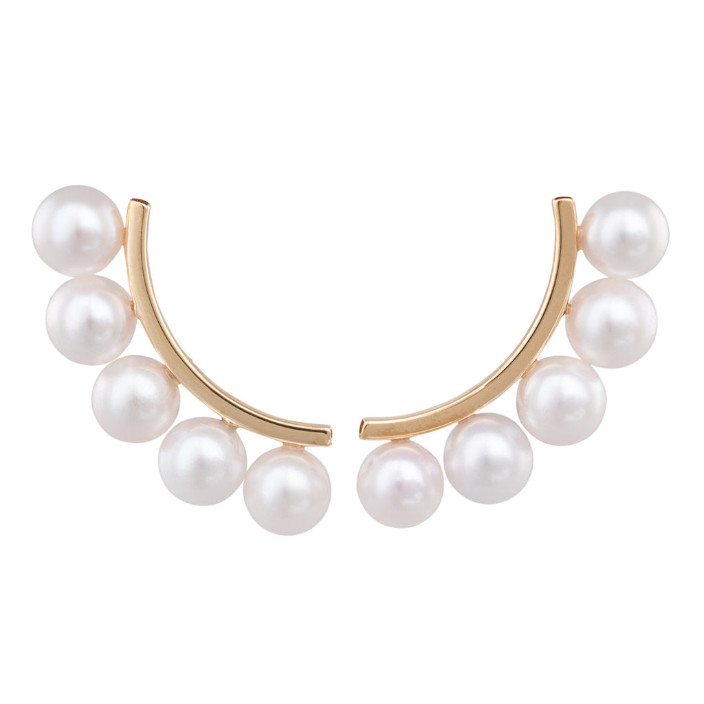 Five Akoya Pearl Curved Studs