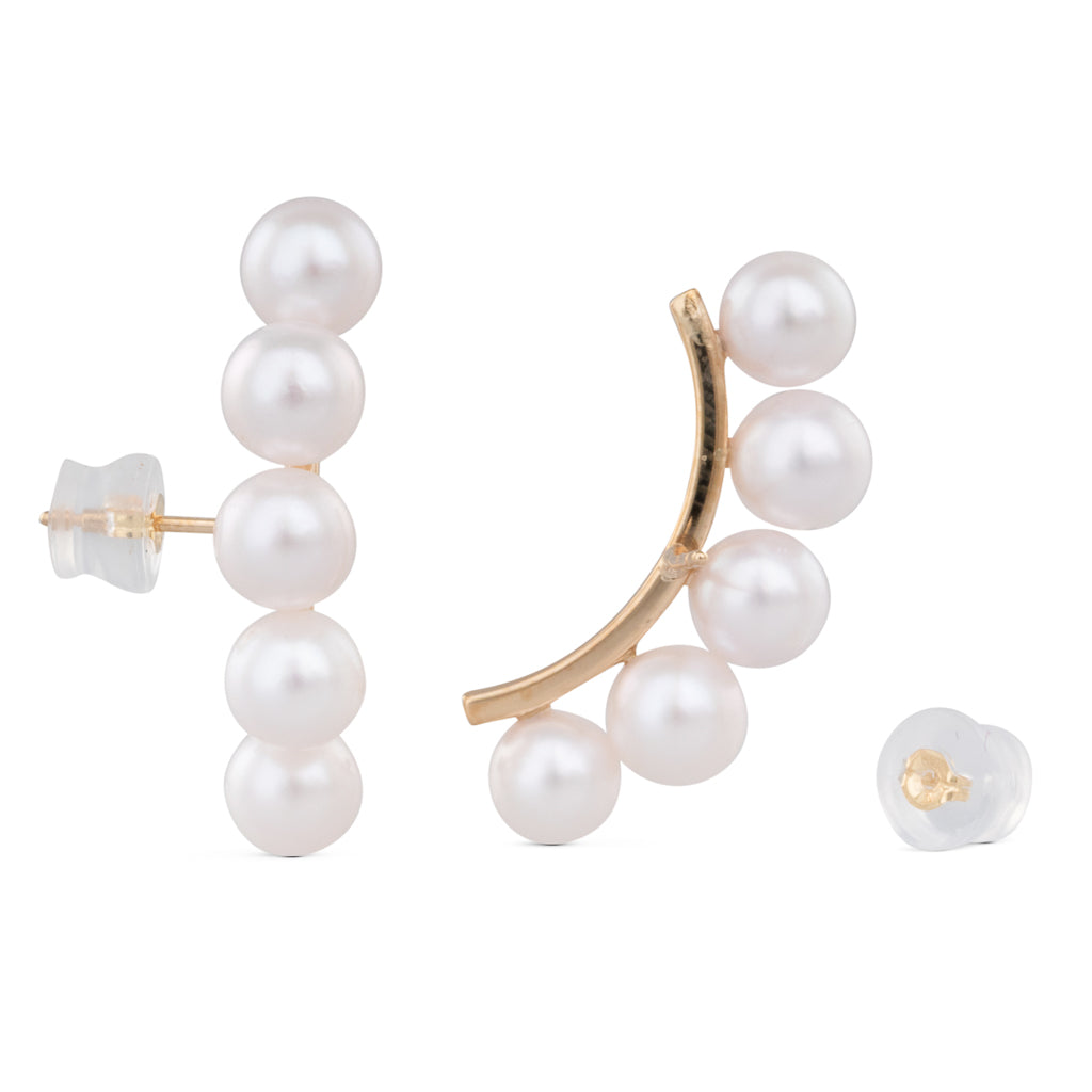 Five Akoya Pearl Curved Studs