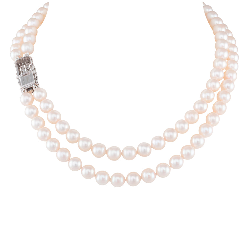 Double Akoya & Diamond Necklace