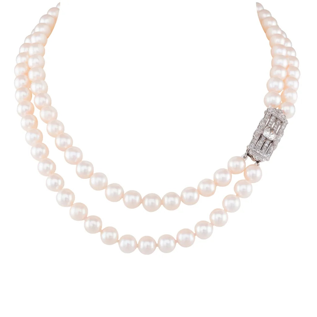 Double Akoya & Diamond Necklace