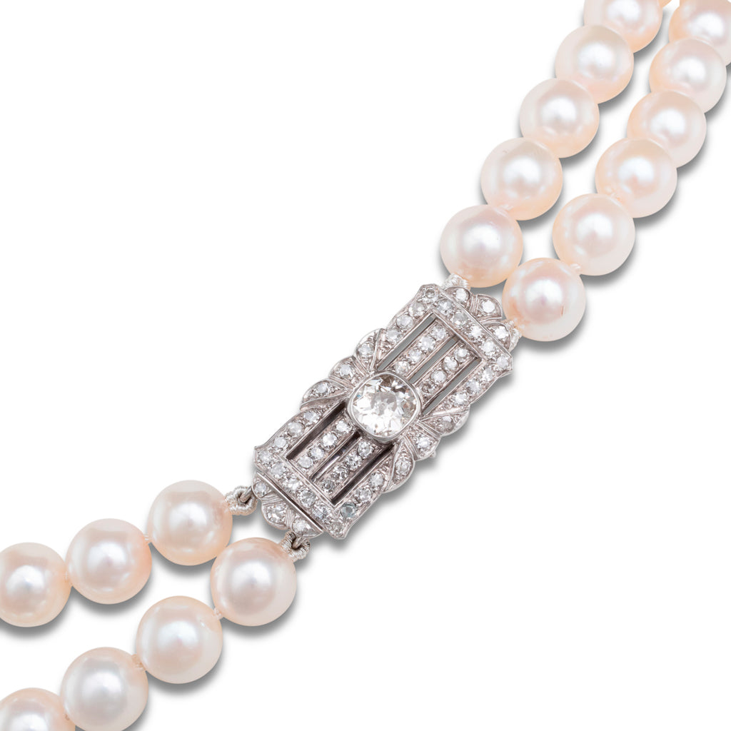 Double Akoya & Diamond Necklace