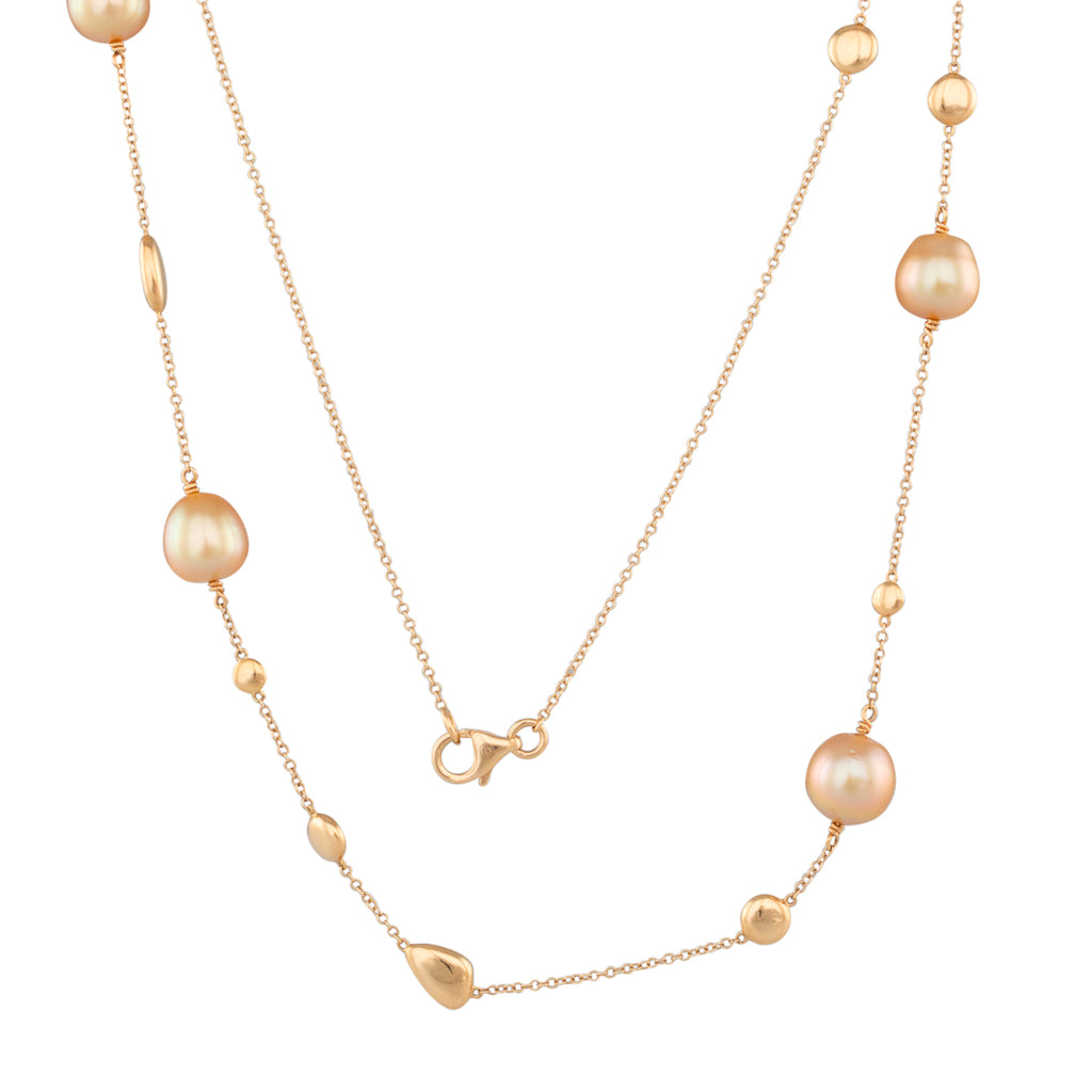 Scattered Gold Pearl Necklace