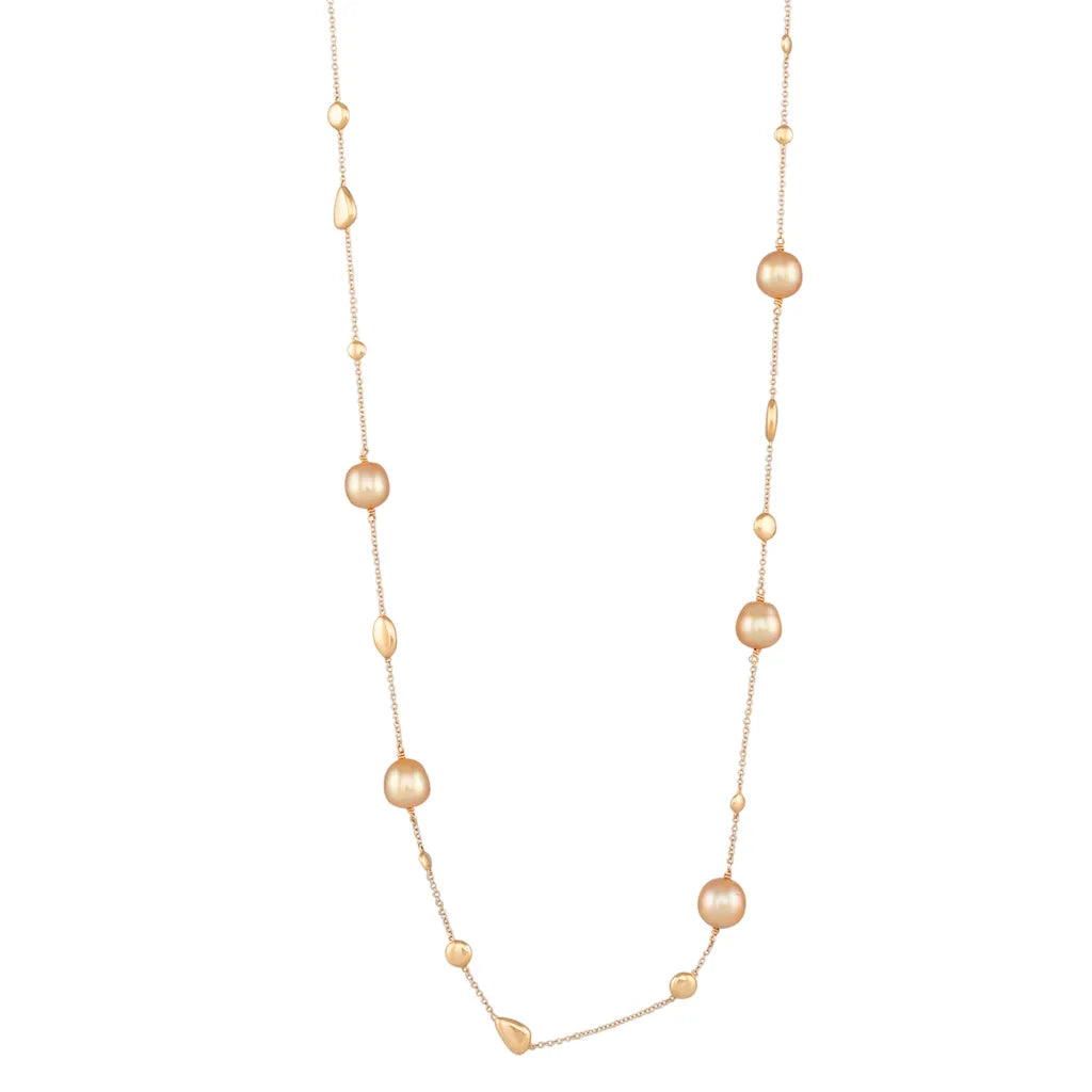 Scattered Gold Pearl Necklace