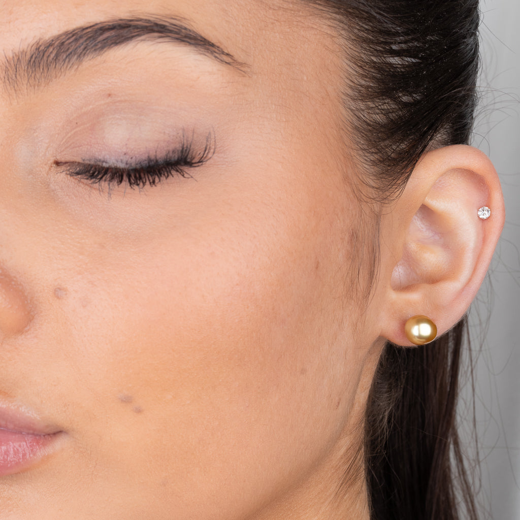 7-8mm Gold South Sea Keshi Studs