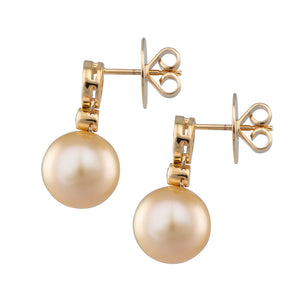 Gold South Sea & Diamond Earrings