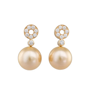 Gold South Sea & Diamond Earrings