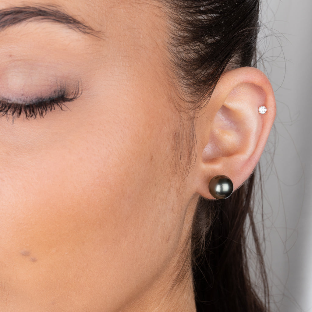10-11mm Round Tahitian Pearl Studs