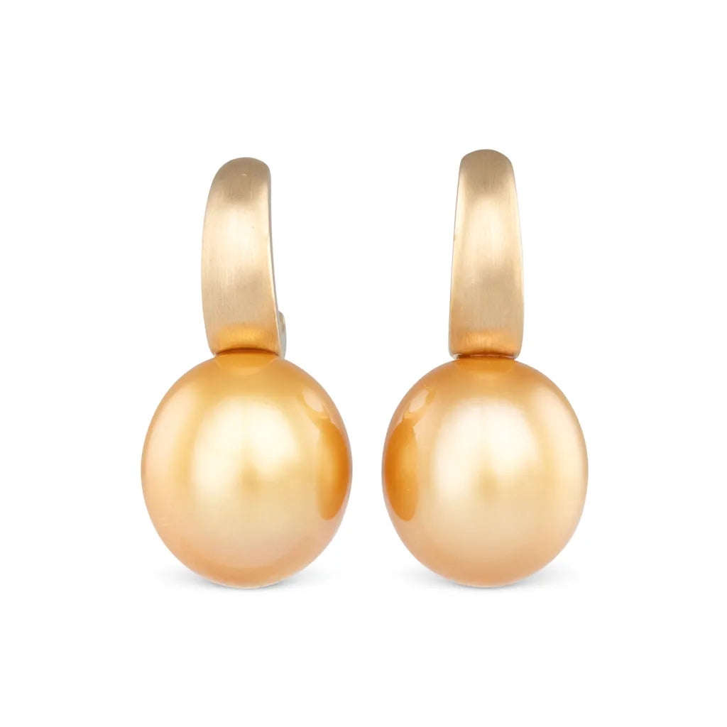 Gold South Sea Drop Stud Earrings