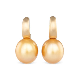 Gold South Sea Drop Stud Earrings