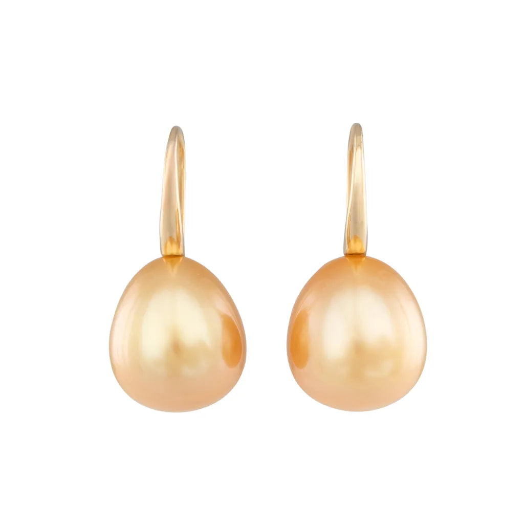 Gold South Sea Pearl Hook Earrings