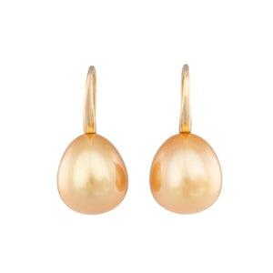 Gold South Sea Pearl Hook Earrings