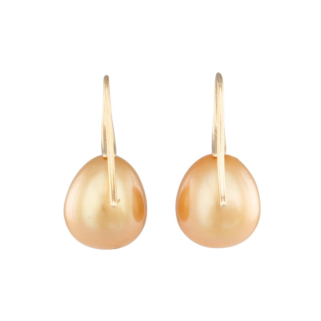 Gold South Sea Pearl Hook Earrings