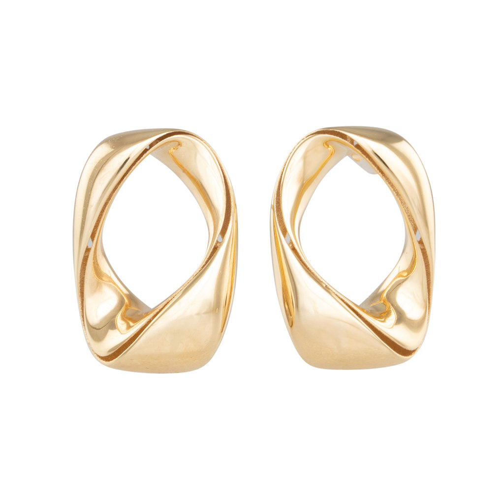 Open Gold Ribbon Earrings