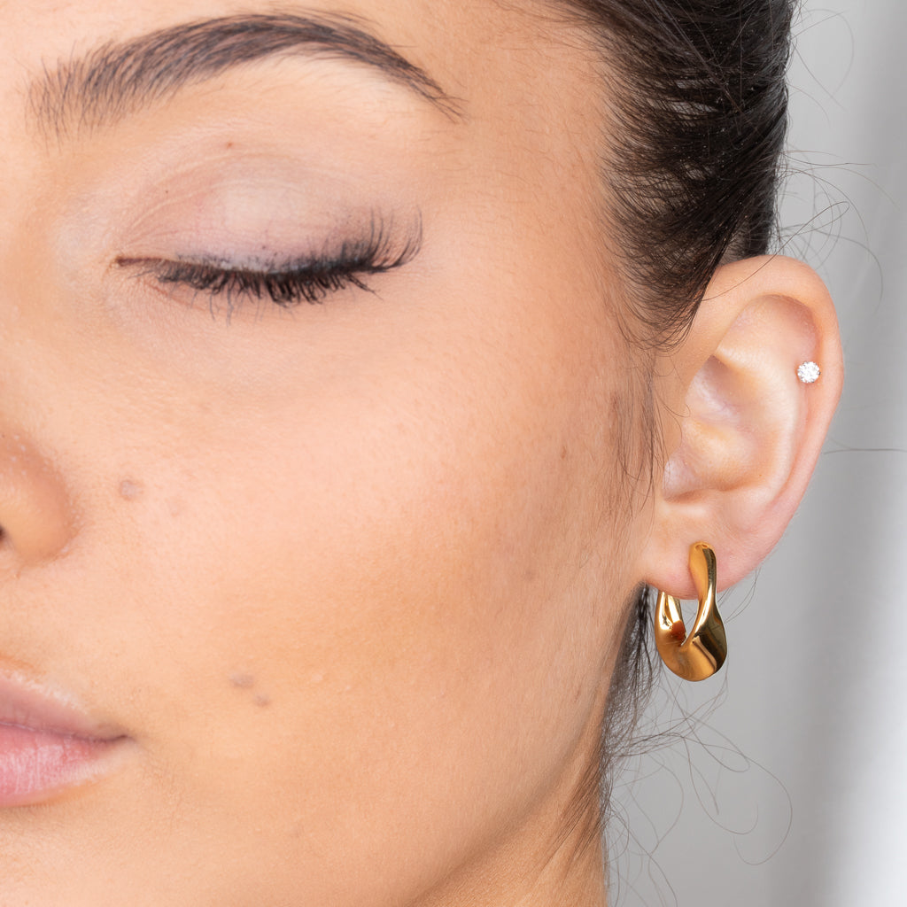 Gold Ribbon Hoops