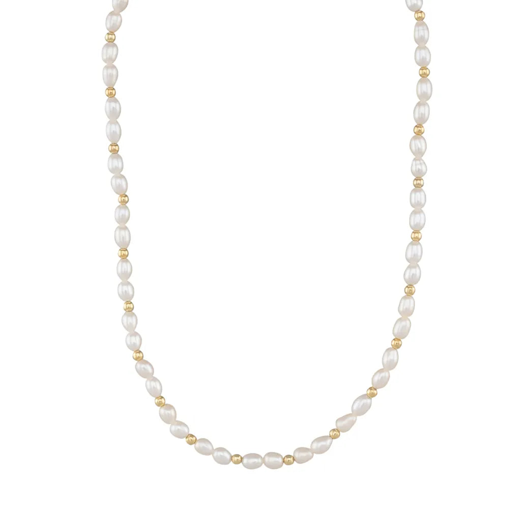 Freshwater & Gold Plated Bead Necklace